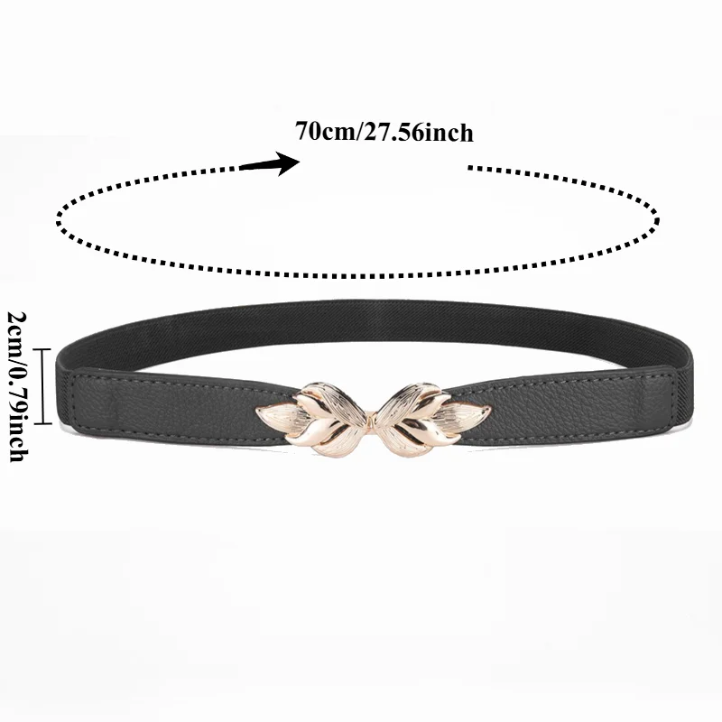 Fashionable Leaf-Shaped Elastic Buckle Slim Belt Casual Minimalist and Versatile Accessory for Dresses Women’s Waist Belts