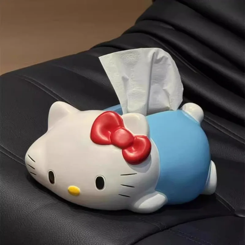 Hello Kitty, caixa de papel em forma de personagem de desenho animado fofo, caixa de armazenamento de tecido elegante e personalizada, ornamento de decoração para casa