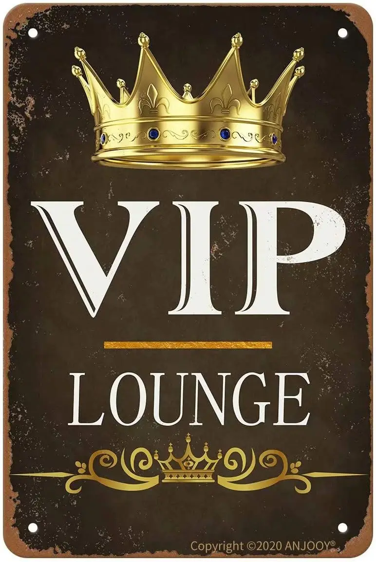 Vintage Metal Tin Signs - VIP Lounge - Metal Sign for Bar Cafe Home Pub Garage Bathroom Hotel Door Wall Decor Art