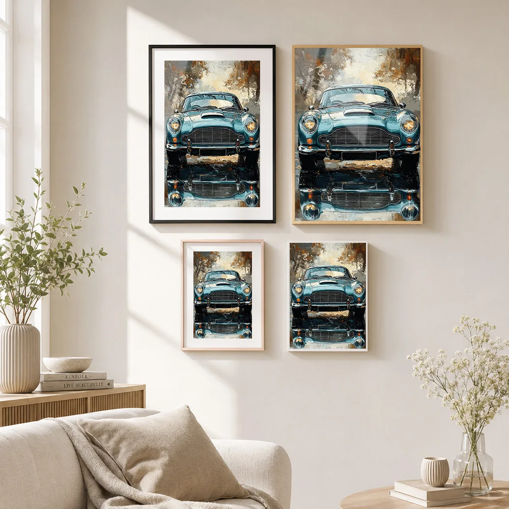 Classic Car Reflection Framed Metal Poster Personalized Photo Warm Heritage Style Wall Art For Home Office Ideal Birthday Gift view 4