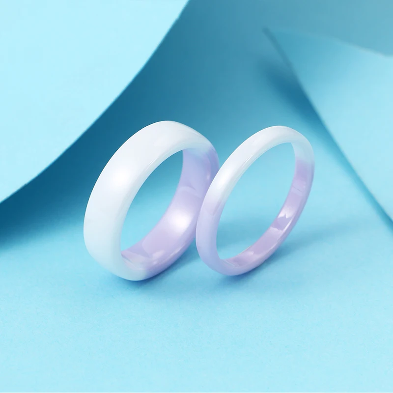 New Brand Design Handmade Real Ceramic Ring Inter-color Purple Gradient Jewelry New Novelty Finger Ring Anniversary Ring Gifts