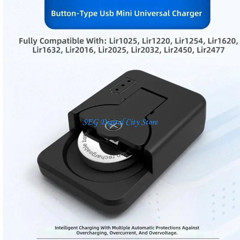 U75B Handheld Remote and Entry Remote Battery Rechargeable Coin Cell Dock for LIR2032 LIR2025 with Low-Current 4.2V Charging and