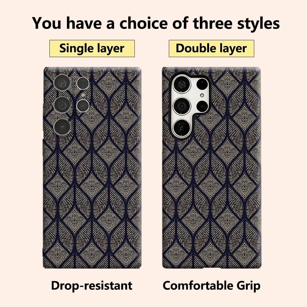 Vintage Rhombus Texture Luxury Fashion Full Lens Protective Case for Samsung Galaxy S26 S25 S24 A56 A36 Plus Ultra