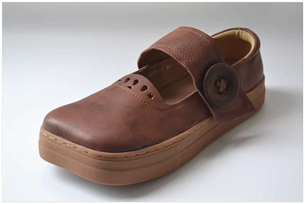Japanese  Korean style Retro Nostalgia Cowhide Women\'s Shoes Flat Shoes Spring Autumn Summer Women\'s Shoes Mary Jane Shoes Soft