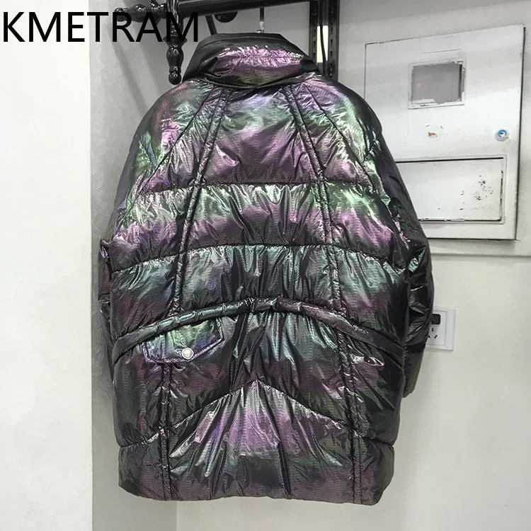 Kmram branco brilhante pato para baixo jaquetas de alta qualidade novo em outerwears puffer jaqueta roupas de inverno feminino 2024 winterjas dames