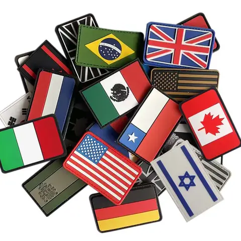 Russia,Poland,Germany,Italy,Spain,France Flags Emblem Military Backpack Badge,3D PVC Rubber Applique Tactical Patches with Hook