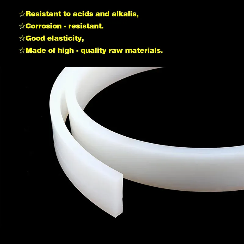 

White Solid Silicone Rubber Seal Strip 1-5mm Thick Anti-Slip Damper Gasket Heat Resistant