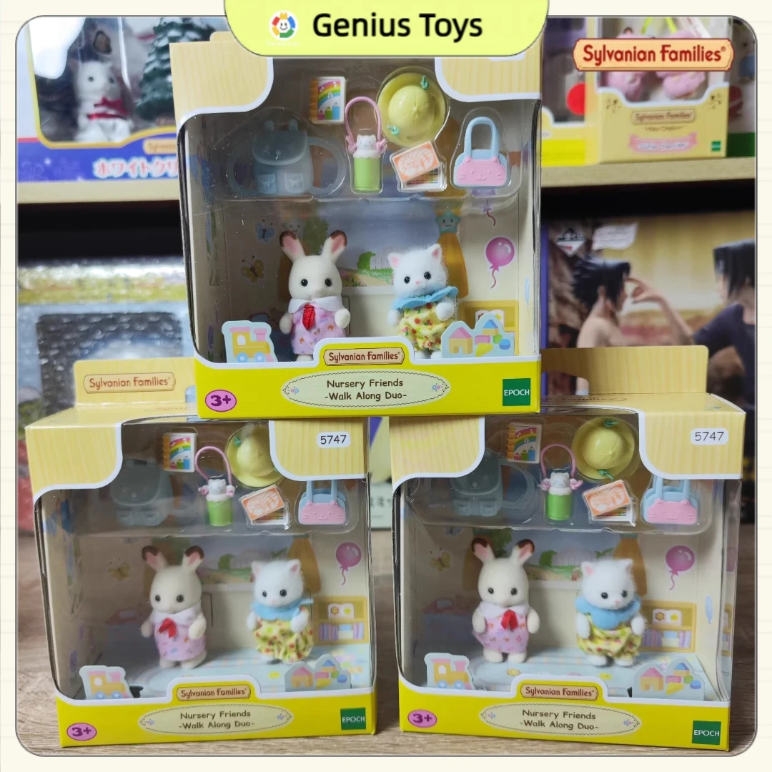 ชุดของเล่น Sylvanian Families Nursery Friends Walk along Duo Set ตุ๊กตากระต่ายน้อยน่ารัก ของเล่นบทบาทสมมติ ของสะสมสำหรับเด็กผู้หญิง ของขวัญสำหรับเด็ก