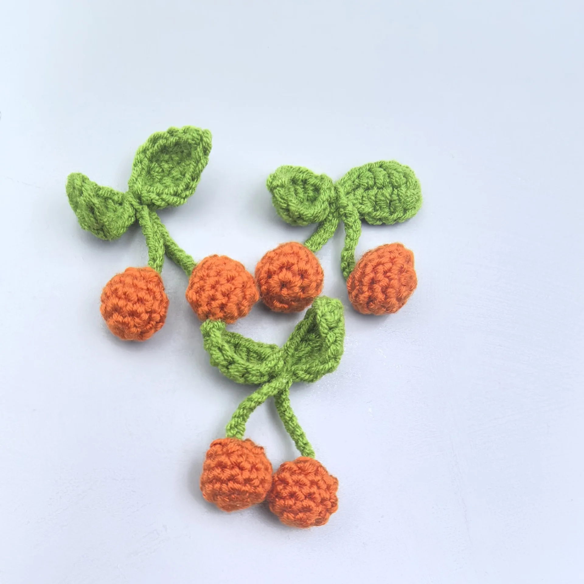 50 pcs Handmade Crochet Cherry Charms –Wool Yarn Embellishments for DIY Hair Clips, Accessories, Clothing, Bags & Craft Projects