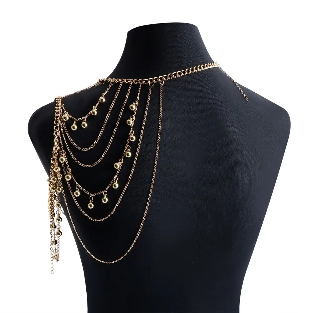 Fashion Shiny Body Chain Metal Dainty Tassel Shoulder Chain Punk Layered Design Body Jewelry for Bikini Beach - view 3