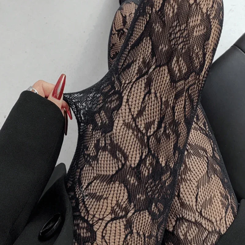 القوطية شبكة صيد السمك الجوارب النساء شير الدانتيل شبكة جوارب طويلة مثير ثقب جوارب النايلون لوليتا البديل موضة الشرير الصخرة نمط #6