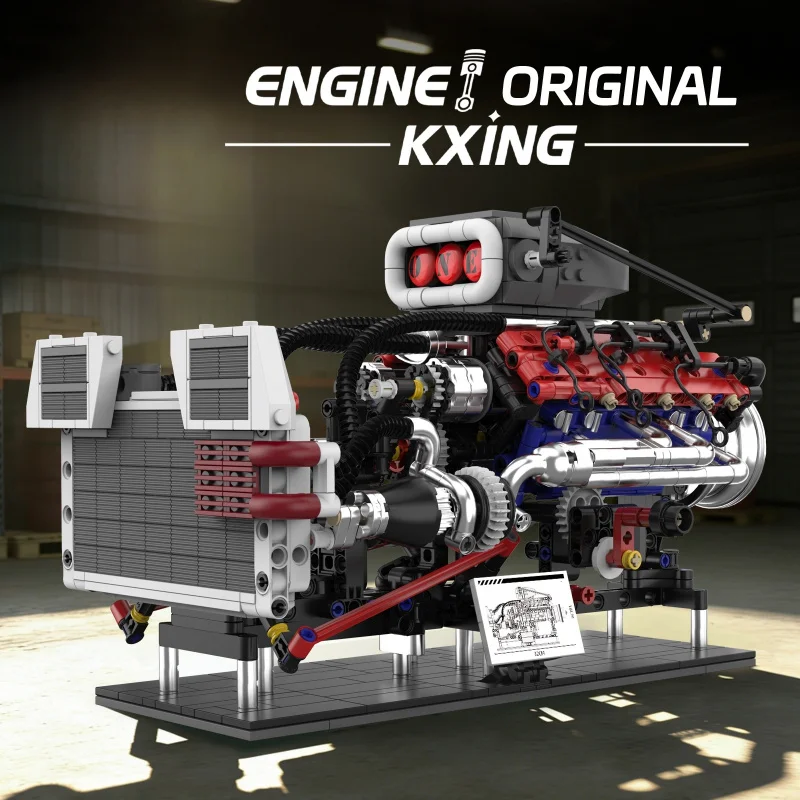 

V8 Engine Kits That Works Building Toys Sets Car Engine Model Kit Visible Piston Movement Mechanical STEM Toy for Adults and Boy