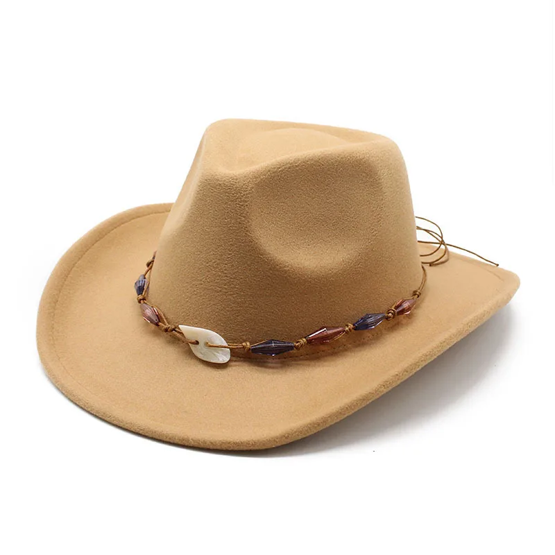 Sombrero Fedora de lana de mezclilla occidental para hombres y mujeres, sombrero de pastizales Retro, fieltro cruzado, otoño e invierno, nuevo