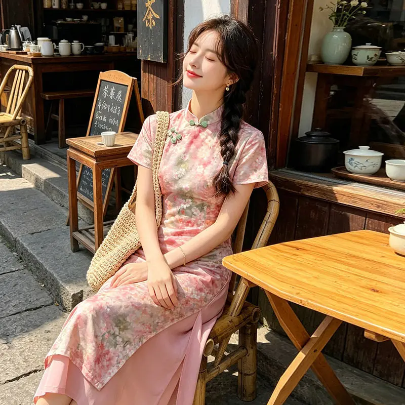 Spring Summer Pink New Chinese style Suzhou Qipao Improved Young Style 2026 New Female Qipao Dress