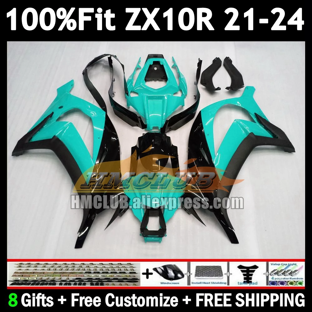 Injection Body For KAWASAKI NINJA ZX-10R ZX 10R 10 R gloss cyan 2021 2022 2023 2024 172No.106 ZX1000 ZX10R 21 22 23 24 Fairing