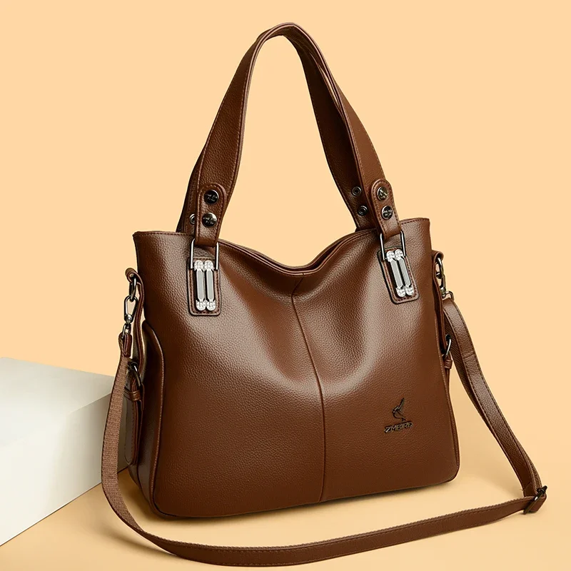

2024 New Genuine Leather Handbag High Quality Women Crossbody Shoulder Bags Designer Large Capacity Casual Tote Bag Sac A Main