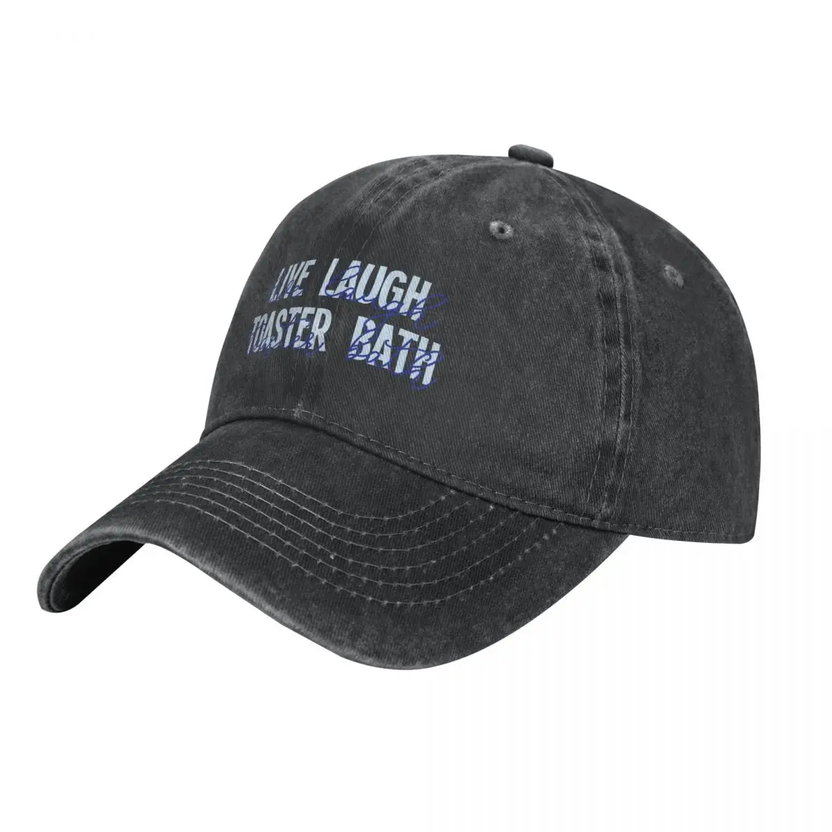 

Live Laugh Toaster Bath Blue Typography Cowboy Hat Streetwear Dropshipping Golf Mens Caps Women's