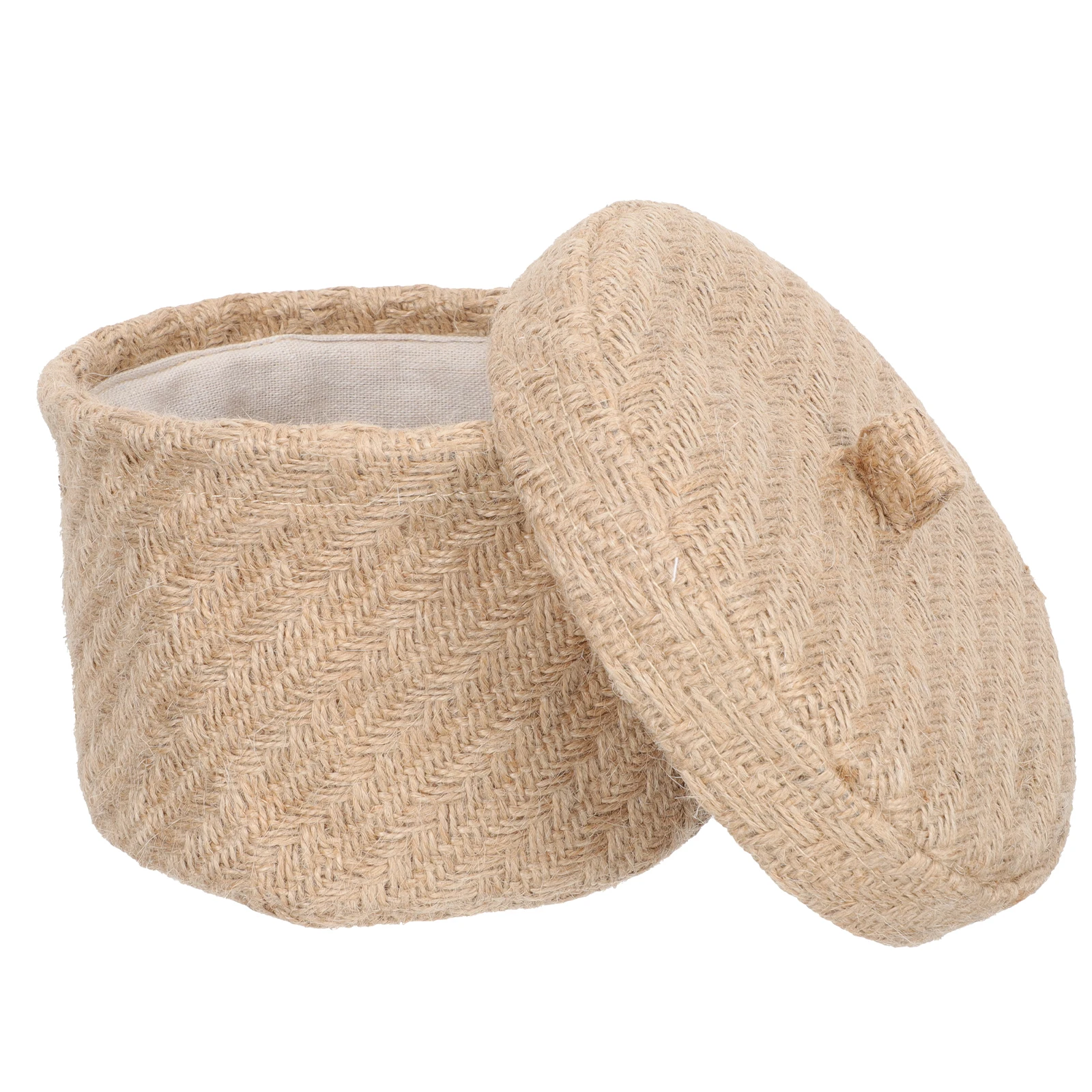 

Multipurpose Decorative Woven Storage Basket Household Desktop Organizer with Lid Makeup Sundries Storage Holder