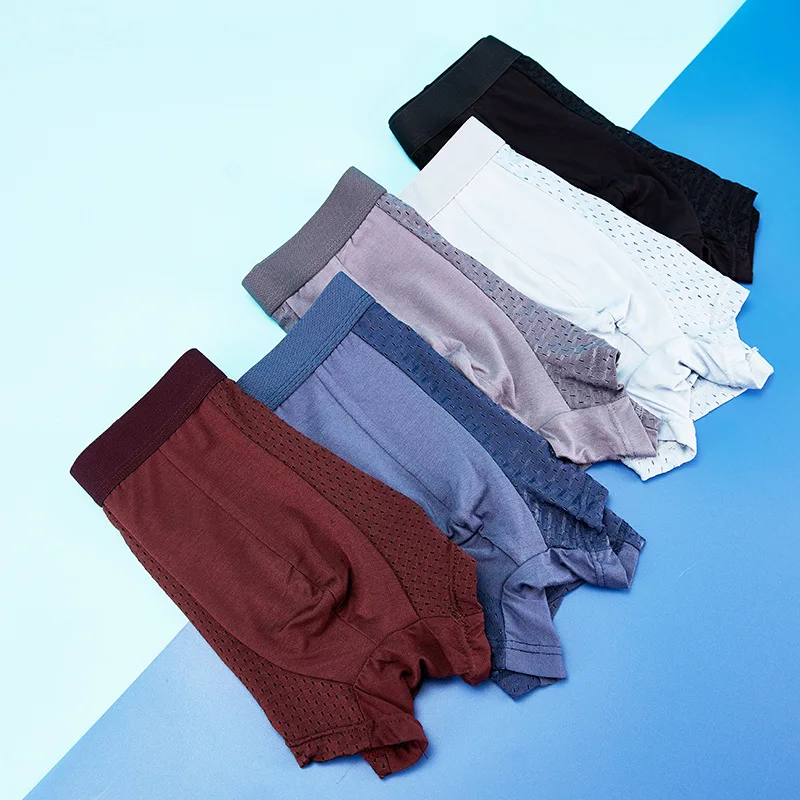 10XL Plus Banboo Fiber Men Underwear Male boxer Solid Panties Shorts Men\'s Underpants Breathable Intimate Man boxers 5pcs