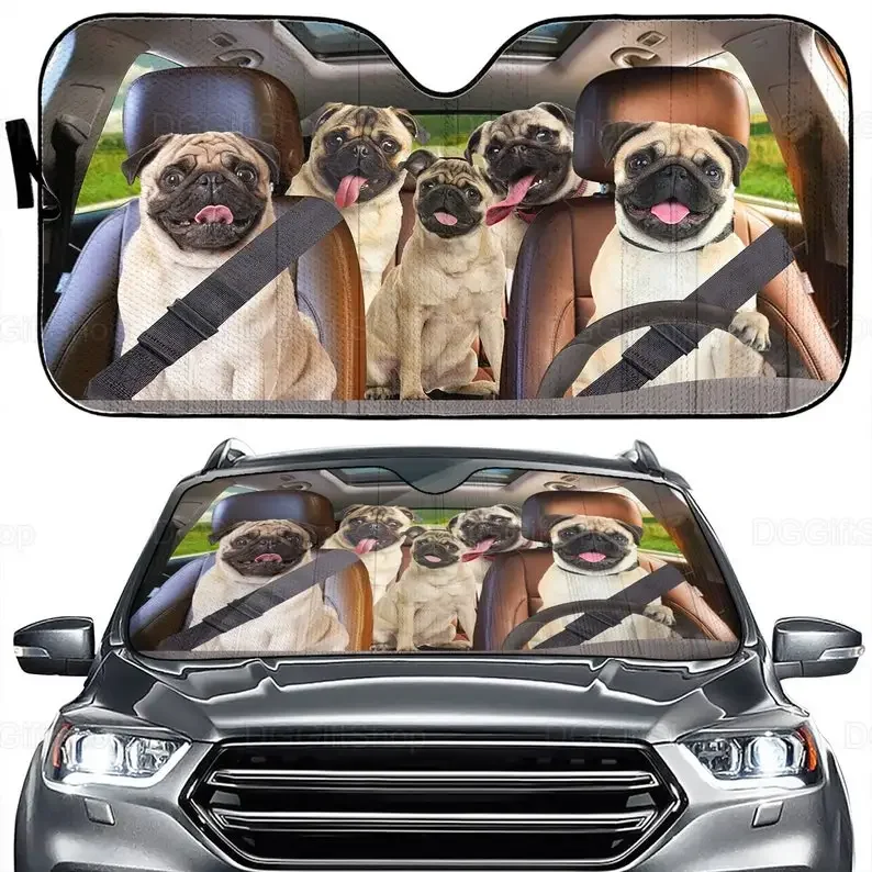 Car Auto Sun Shade, Gift For Him, Funny Pug Sunshade, Pug Decor LNG212204G04