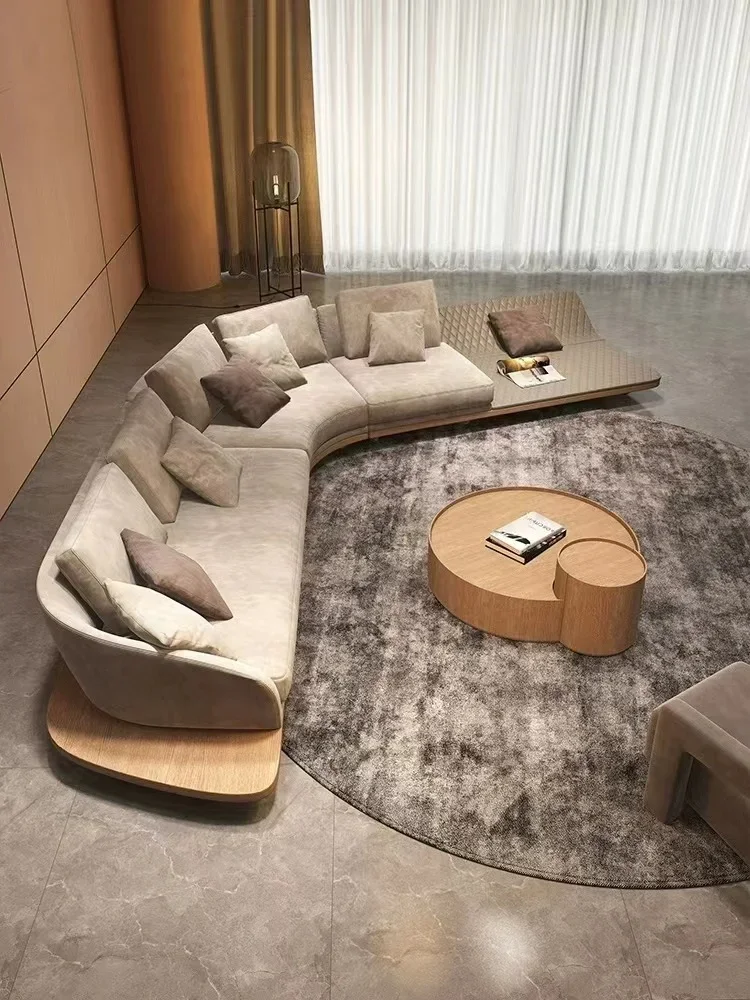 

Minimalist Living Room Fabric Sofa Curved Corner Irregular Hotel Cafe Sofa Set