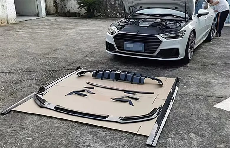 

Передний бампер из углеродного волокна в стиле YL, боковая юбка для губ, обертывание вокруг заднего диффузора, крыло для Audi A7 C8 2019-2021