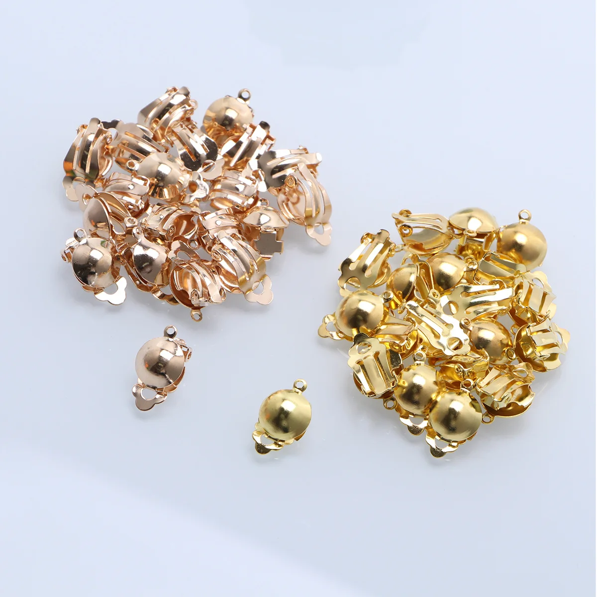 

40Pcs Ear Clip DIY Earrings Accessories Electroplated Gold Silver Brass Semicircle Small Size Durable Alloy Ideal for DIY