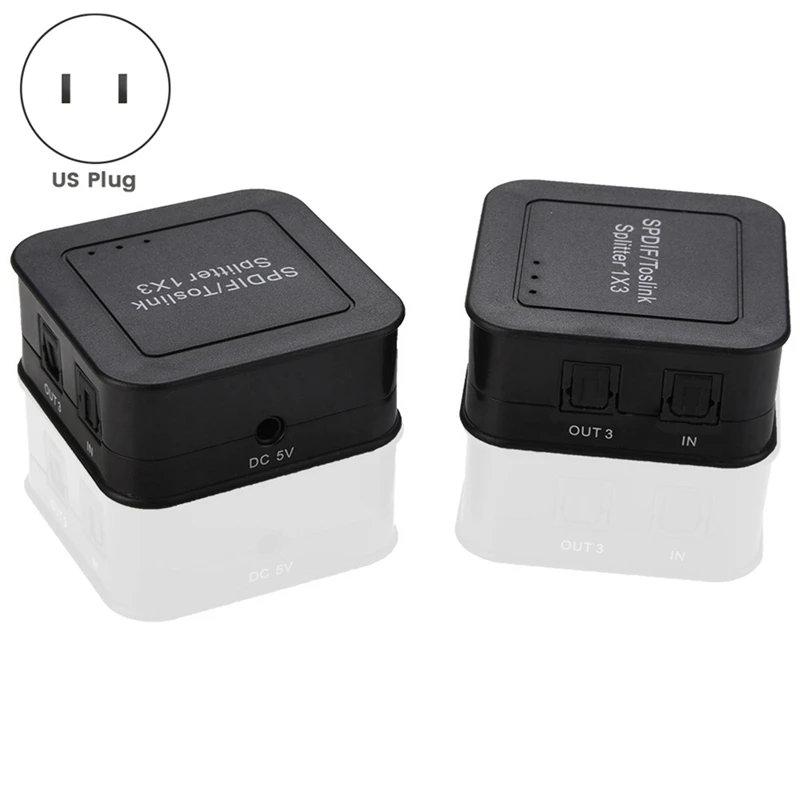 مقسم صوت بصري رقمي ، ألياف SPDIF TOSLINK ، موزع صوت ، تصميم 1 في 3 ، مع أشعة زرقاء ، دي في دي ، HDTV ، 1X3