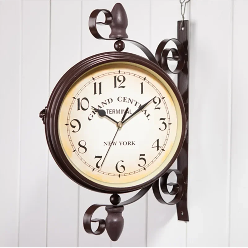 European Creative Double Sided Wall Clock Classical Fashion Decor for Cafe Bar Home Wholesale
