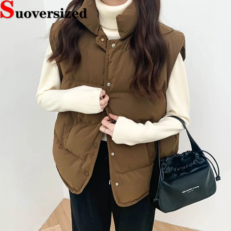 

Winter Oversized 5xl Warm Vest Lightweight Down Cotton Waistcoat Korean Thick Chaleco Mujer Fashion Women's Sleeveless Jackets