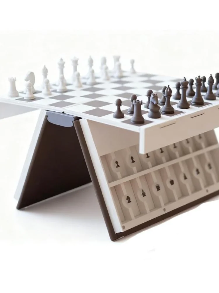 หนังสือหมากรุกพิมพ์ 3 มิติที่สนุกและใช้งานได้จริง – เกมปริศนาแบบพับเก็บได้พร้อมแม่เหล็กสำหรับวางบนโต๊ะ, ชุดหมากรุกกลยุทธ์แบบพกพาสำหรับครอบครัว