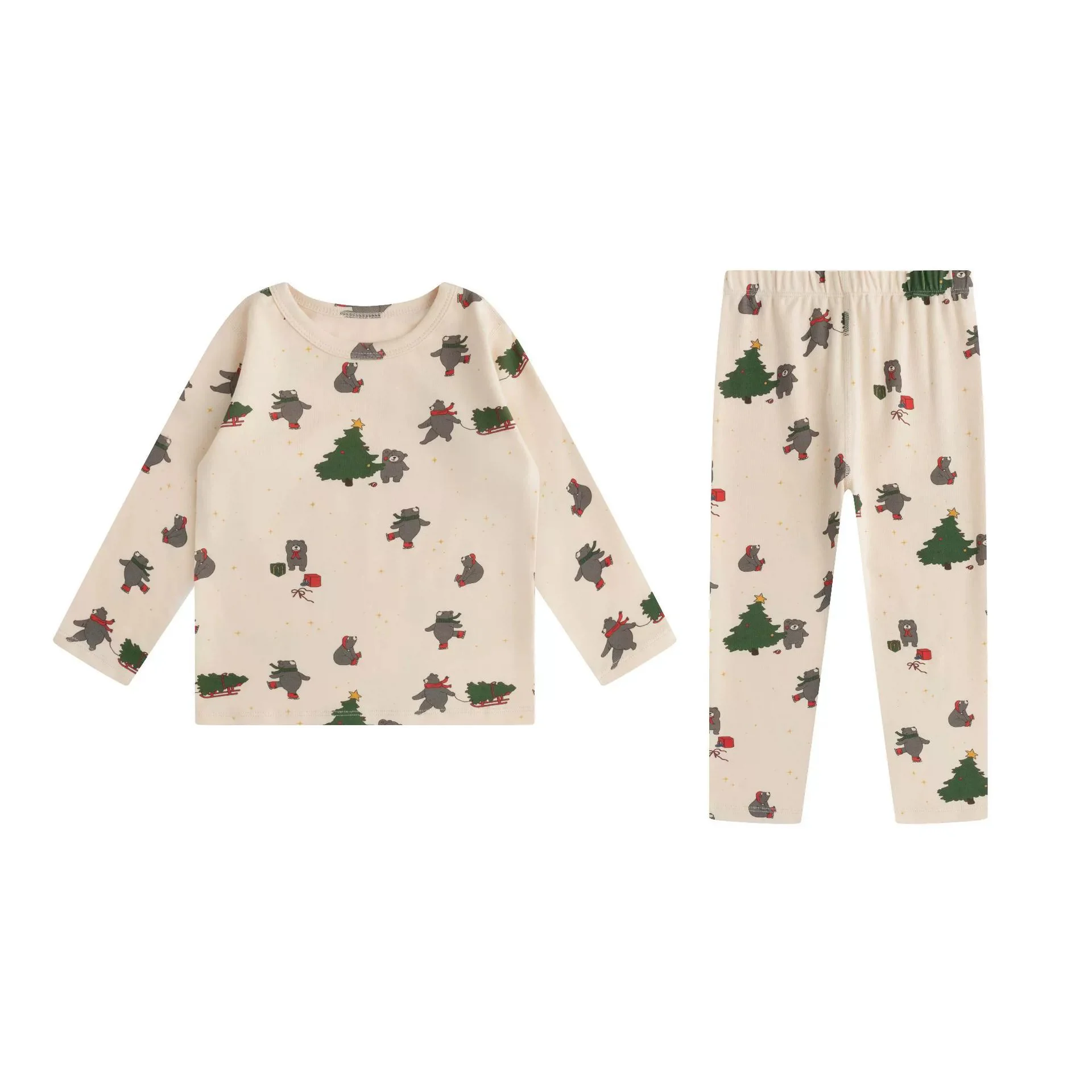 Kids Christmas Children's Sets Children's Thermal Set Soft Cotton Underwear & Pajamas Warm Home Clothes for Boys/Girls