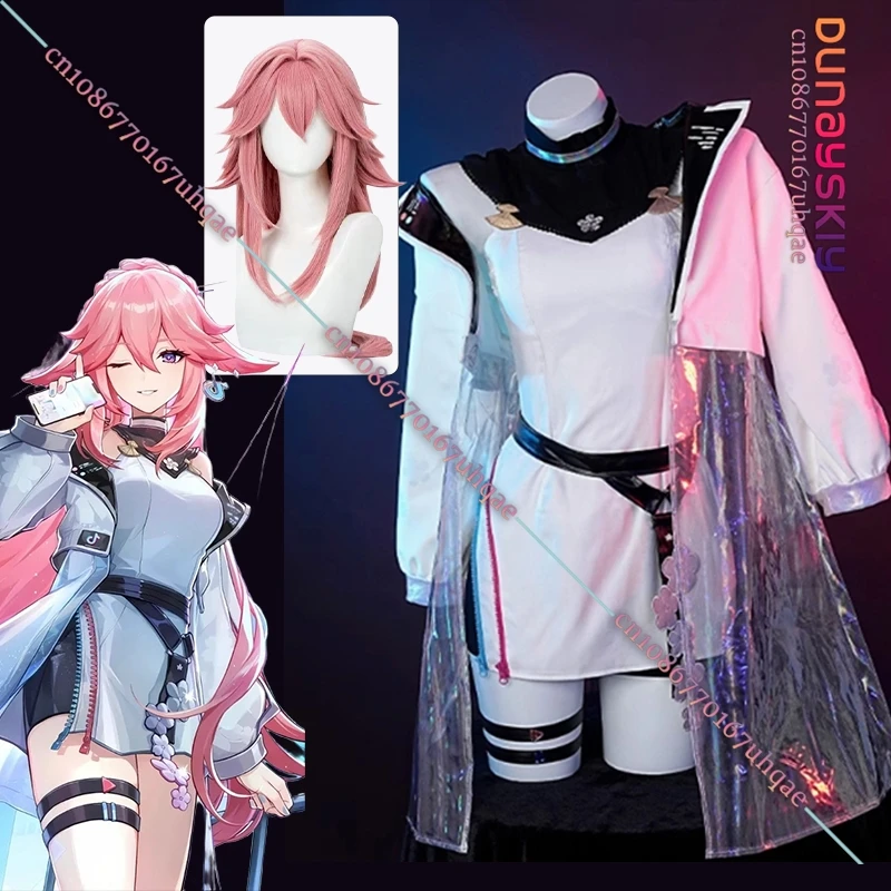 Music Yae Miko Cosplay Costume Game Genshin Impact Co-Branded Skins Role-play Clothes Wig Dress Set Anime Party Carnival Outfit8