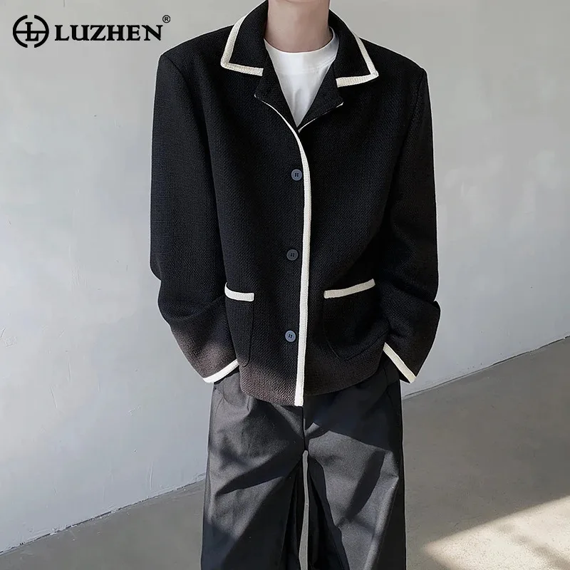 

LUZHEN Blazer 2025 Autumn New Color Contrast Edge Design Coat Men's Fashion Elegant Luxury Social Handsome Male Jacket JY5579