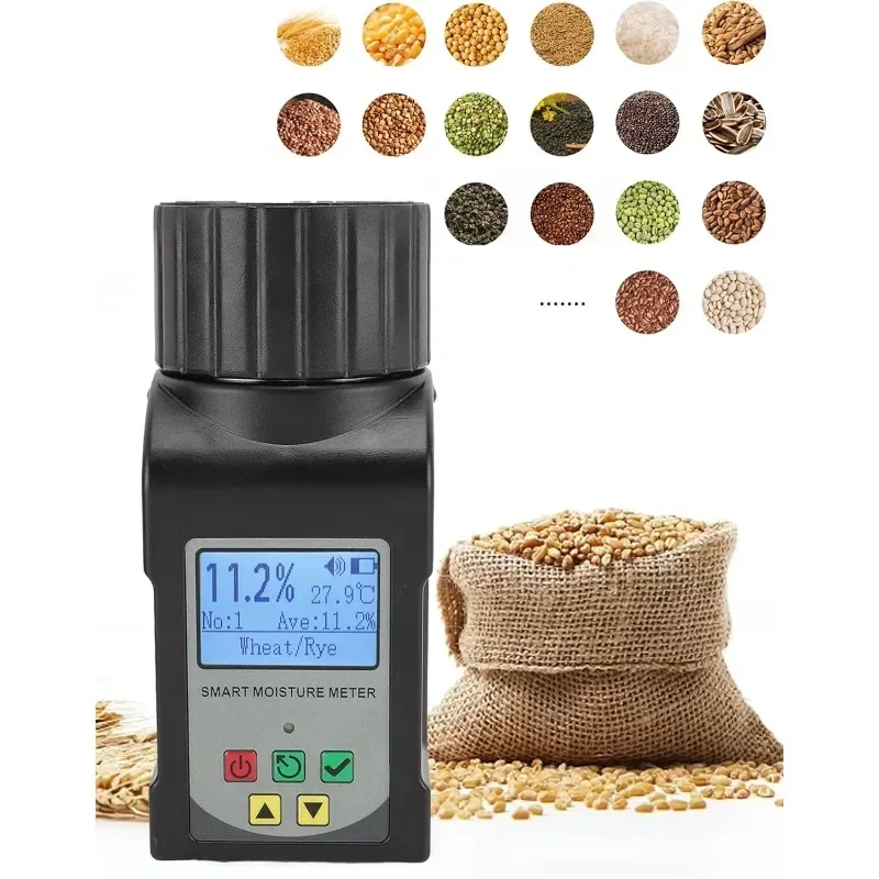 Grain Moisture Meter for 25 Kinds Grains Smart Moisture Tester Digital Display Wheat Soybean Coffee Bean Peanut Moisture Analyze