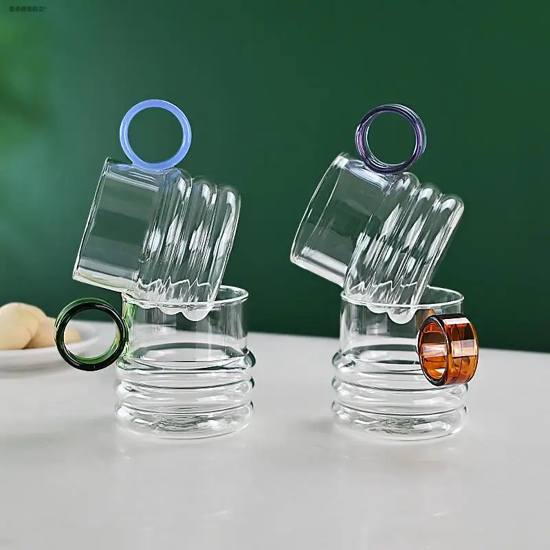 

High Borosilicate Glass Coffee Cup Heat Resistant Tea Drink round Ring Small Household Breakfast Milk Juice Cup