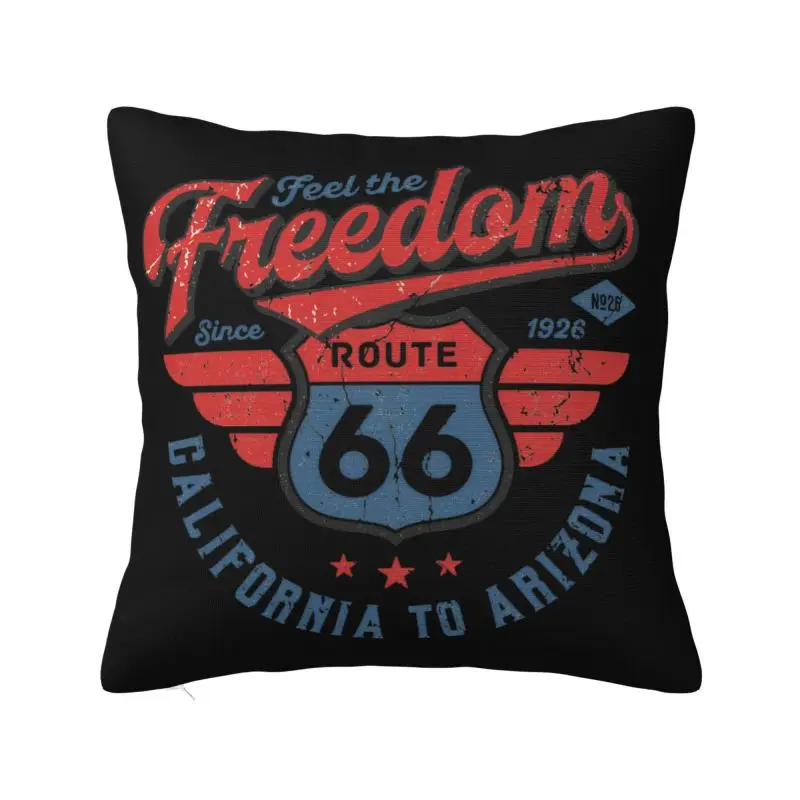 Feel The Freedom Route 66 Cushion Cover 40x40 cm Polyester Soft Throw Pillow Case For Sofa Car Living Room Decoration Pillowslip