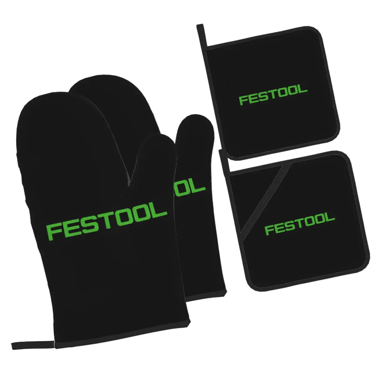 

Festool Powertool Oven Mitts and Pot Holder Sets of 4 for Baking Kitchen Cooking Grilling Resistant Non-Slip Gloves
