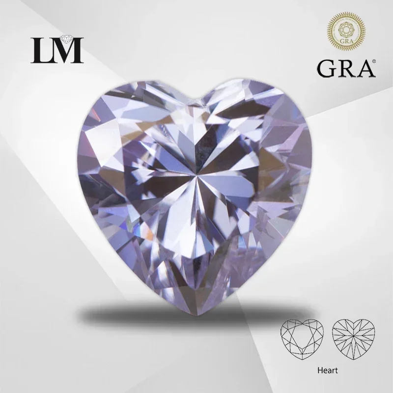 

NEW NEW Moissanite Stone Heart Shape Light Purple Color VVS1 With Certificate Pass Diamond Tester Charms Jewelry Making Material
