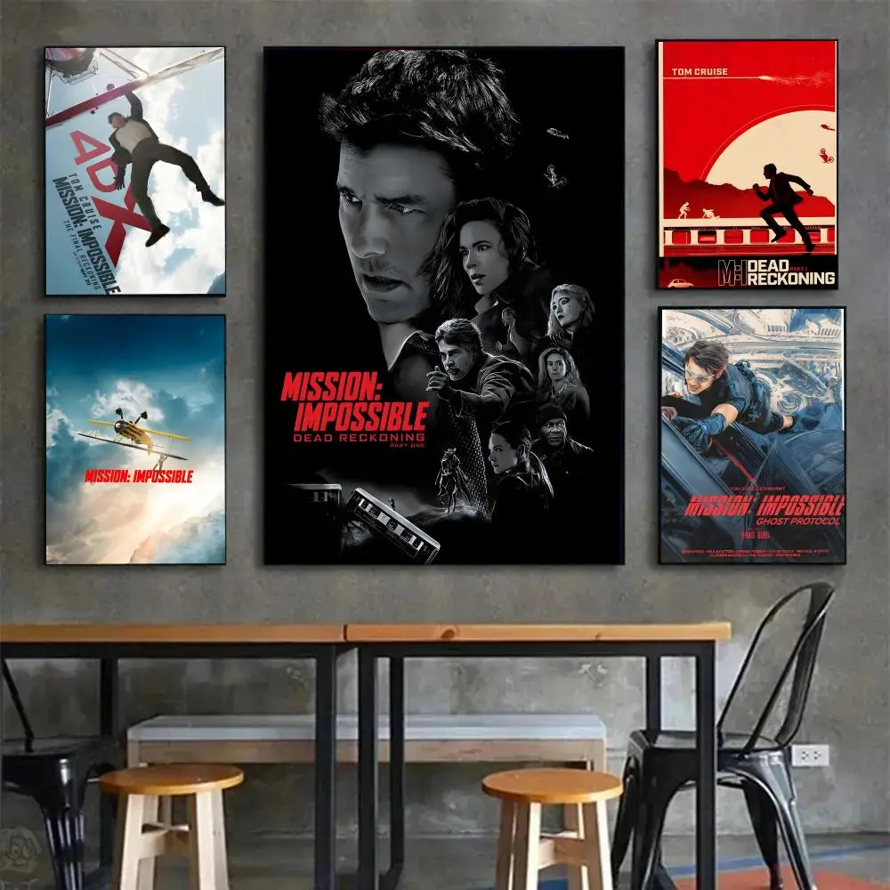 Action Spy Movie M-Mission Impossible Poster Poster Painting Wall Art Mural for Living Room Home Decor and Gifts