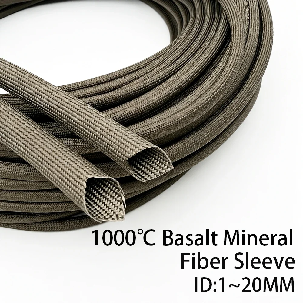 1000 Degree Basalt Glass Fiber Conduit Fireproof Insulation Wire Insulation Protection ID1/1.5/2/2.5/3/4/5/6/8/10/12/16/18/20mm
