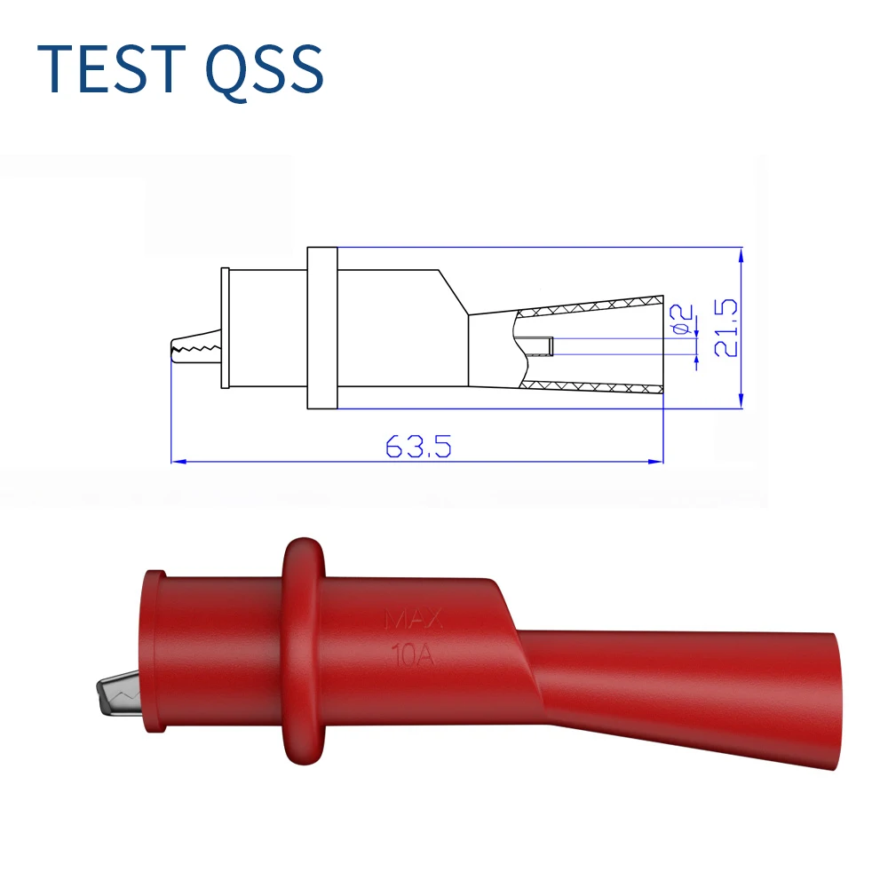 QSS 10PCS Insulation Alligator Clips with 2MM Socket Metal Crocodile Clamp Test Clamp for Multimeter Tester Probe Q.60009