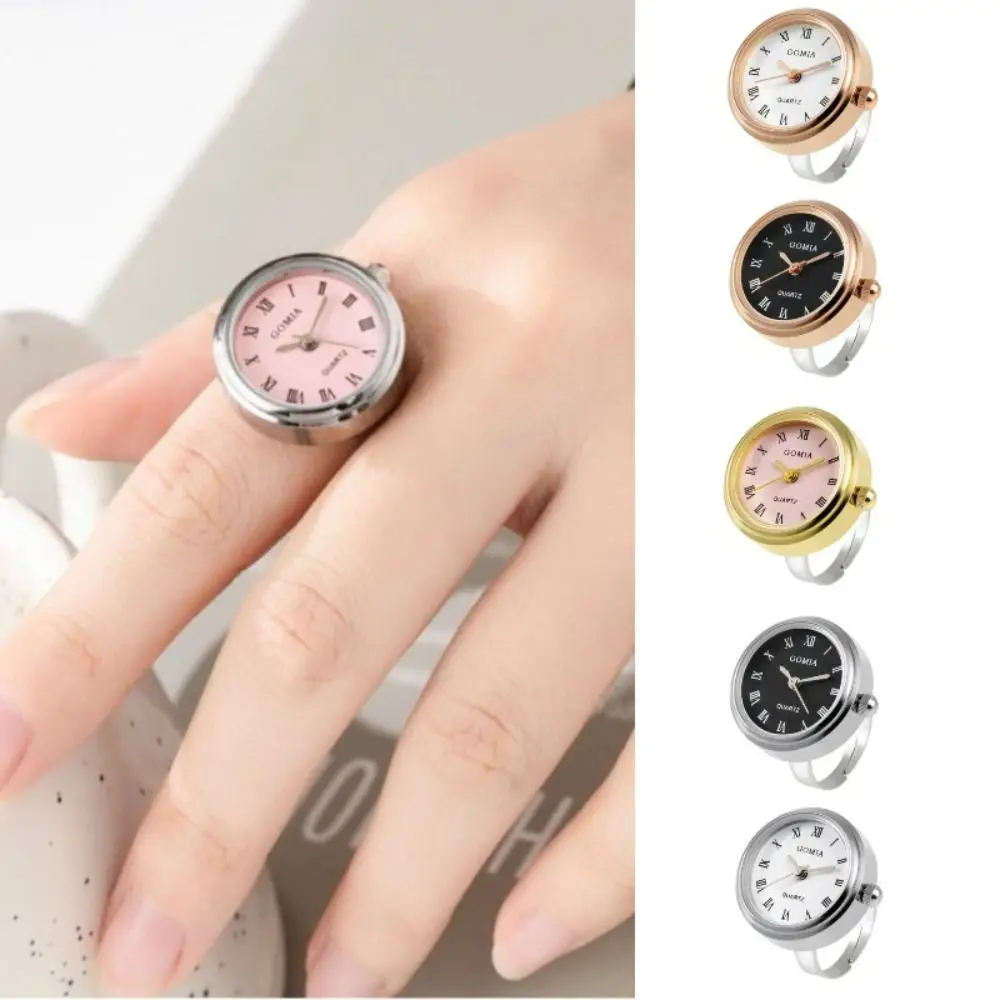 Couple Watches Couple Watch Ring Creative Round Mini Finger Ring Watch Gift Quartz Watches Men