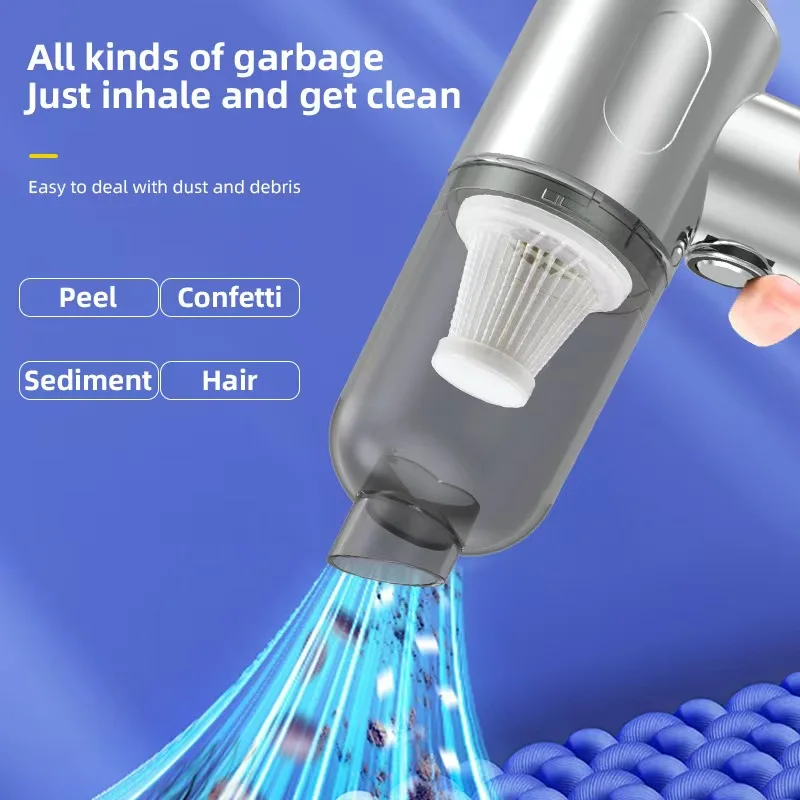 Car vacuum cleaner cleaning high-power mini-charging multifunctional blowing and sucking lighting hand-held convenient small car image 4