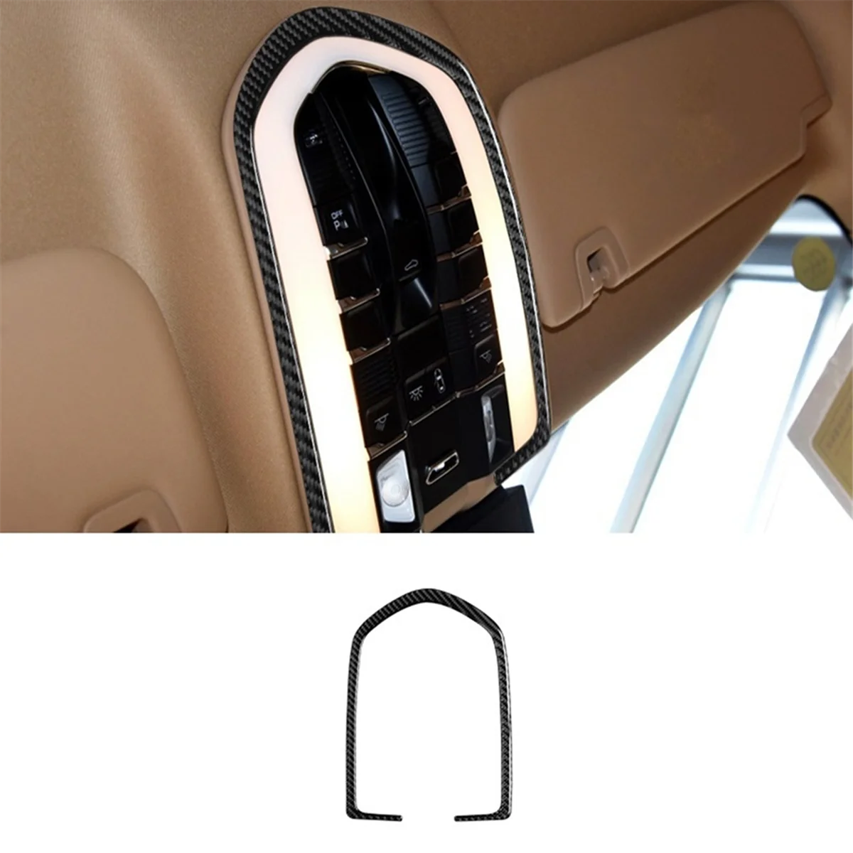 Car Carbon Fiber Front Reading Light Panel Cover Trim Sticker Car Interior Accessories for Porsche Panamera 2010-2016