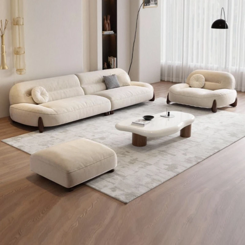 ed-cream wind sofa velvet fabric large comfortable luxury double sofa Italian minimalist divano matrimoniale room furniture-