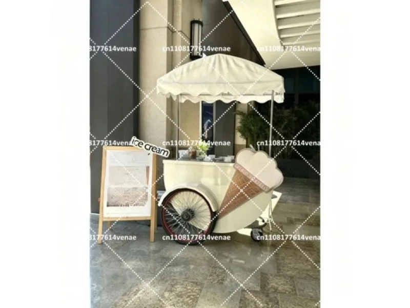 Outdoor Display Cart Movable Hand Push Ice Cream Cart Commercial Event Promotion Market Cart