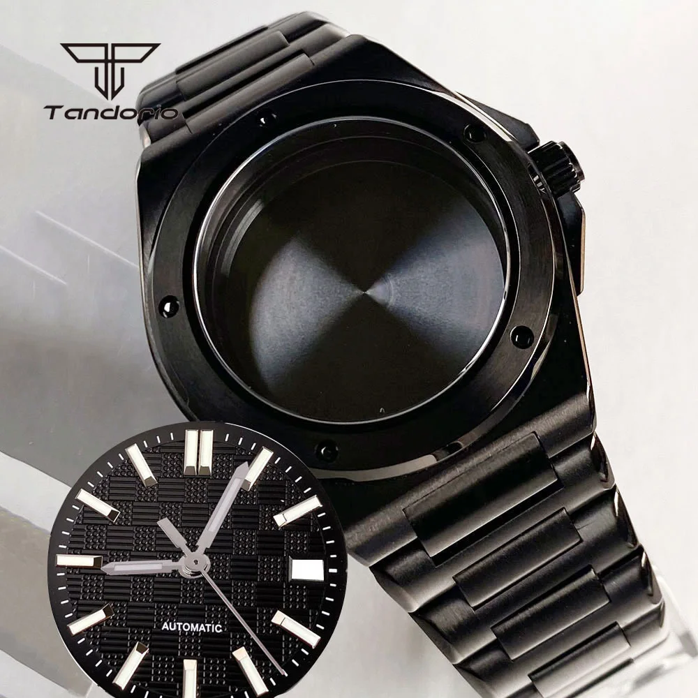 Black PVD 40mm Sapphire Watch Case+Band+Dial Solid/Clear Back 20ATM for Engineer Style Watch Mod Parts Fit NH35 ETA2824 PT5000