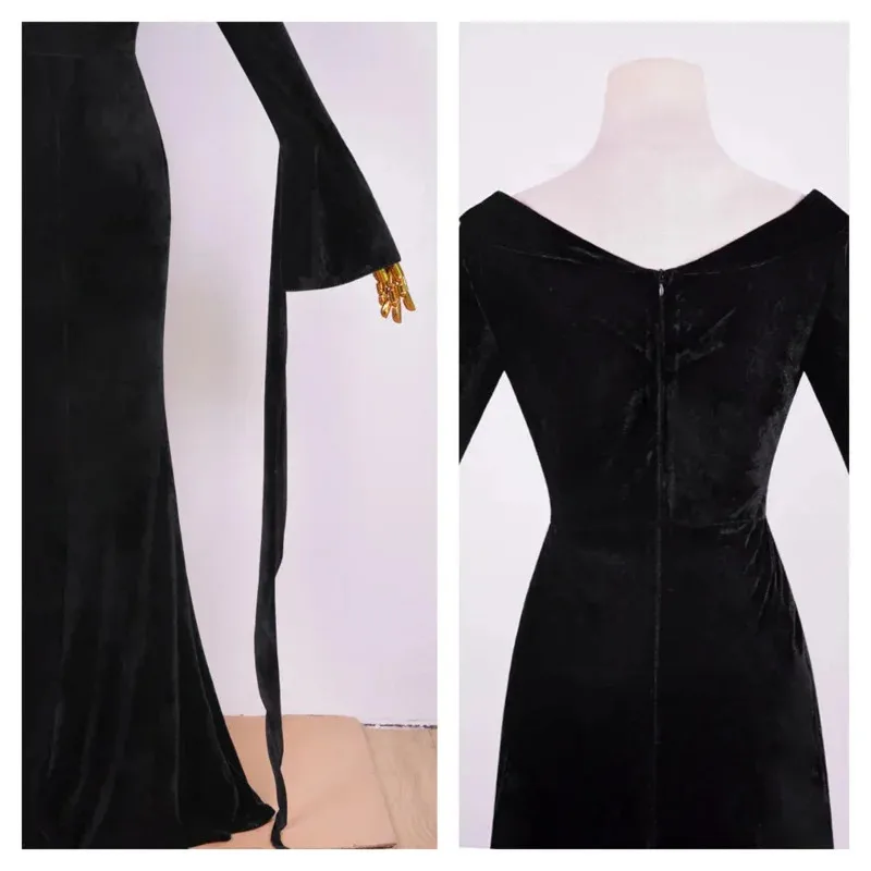 

DY20Wednesday Костюм Аддамс Morticia 9Q2S9O8B Платье макси с длинным рукавом Мужская одежда для косплея Гомес Семейная вечеринка Выпускного вечера Хэллоуин S