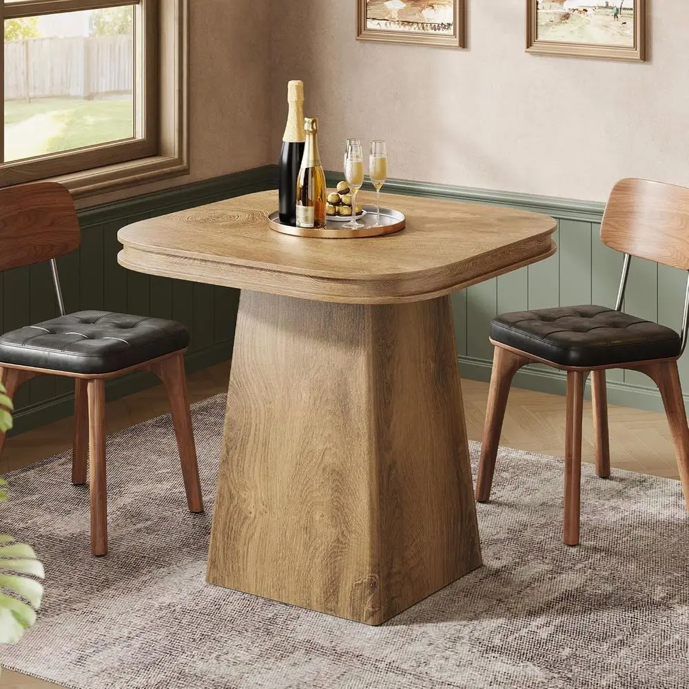 

Sturdy Wood Bistro Table with Pedestal Base for Small Dining, Kitchen, Living Room, Home Bar, and Pub Use